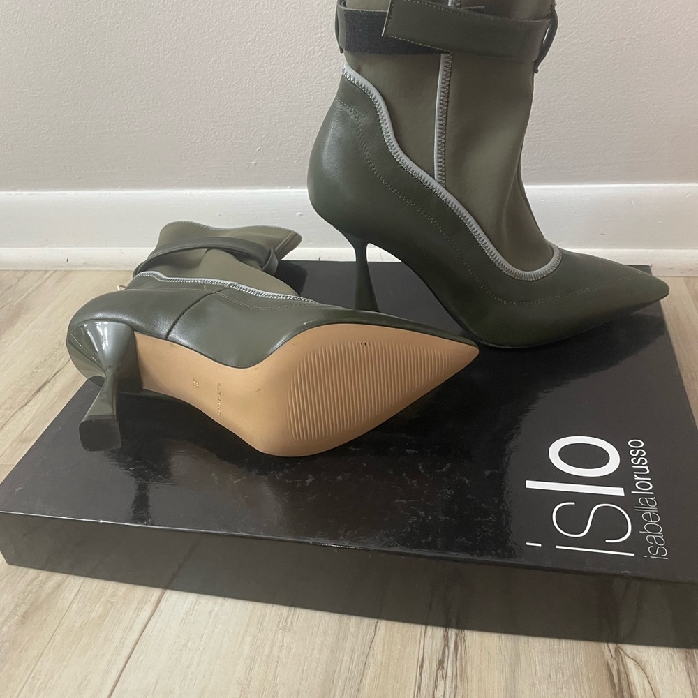 Olive Green Pointed Stiletto Ankle Boots size 6